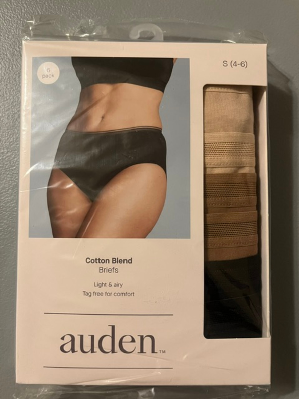 Auden Cotton Blend Briefs 6 Pack Light Airy Tag Free Comfort Size S 4/6